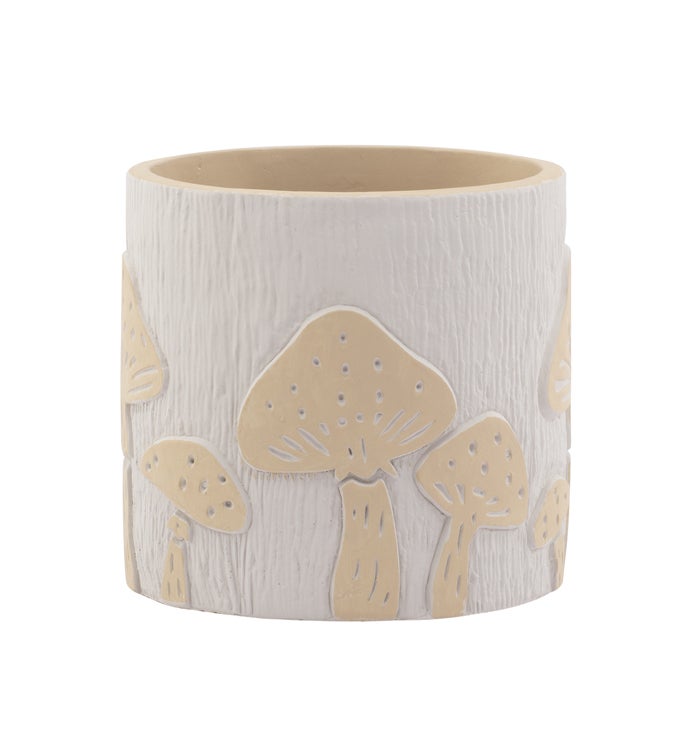Cream Embossed Mushroom Planter