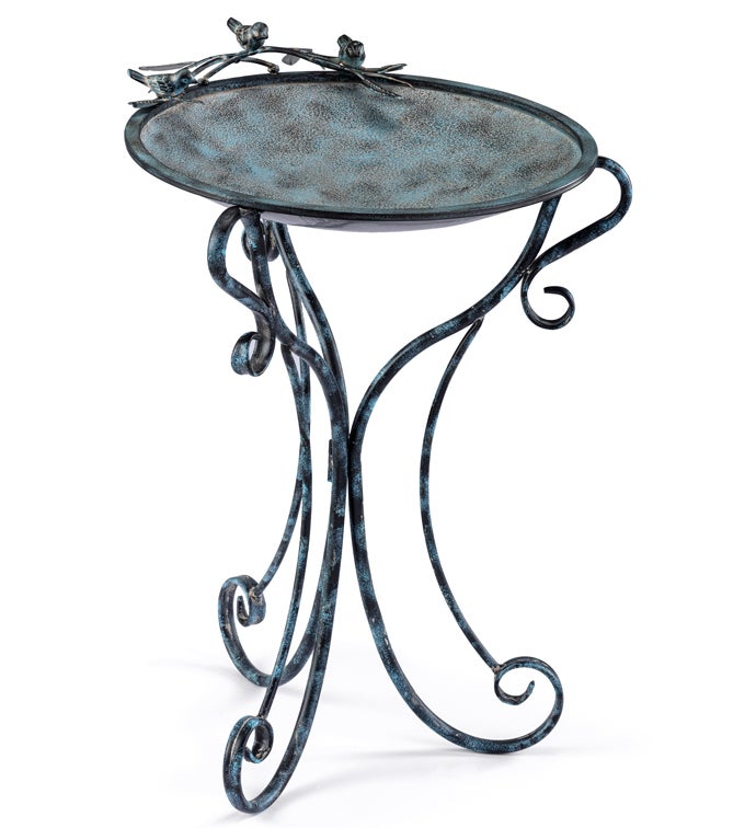 Patina Scroll Bird Bath