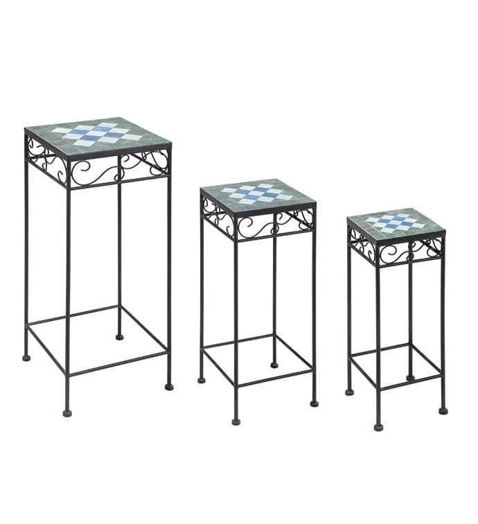 Checkered Plant Stand  Set of 3