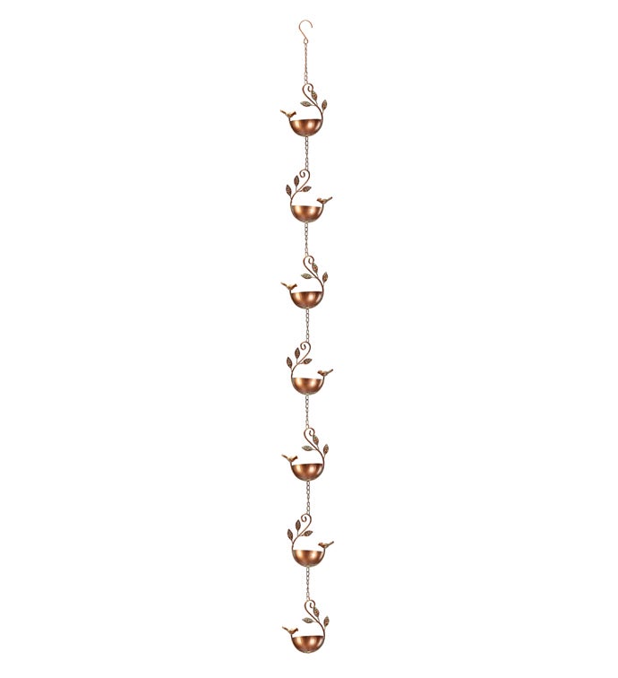 Gold Bird/Leaves Rain Chain
