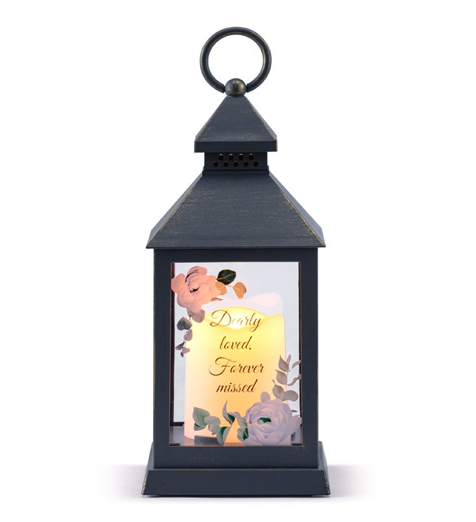'Dearly Loved  Forever Missed' LED Gray Lantern