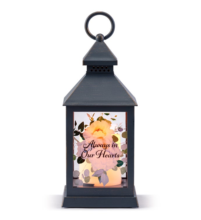 'Always in our Hearts'' LED Gray Lantern