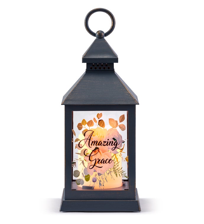'Amazing Grace'' LED Gray Lantern