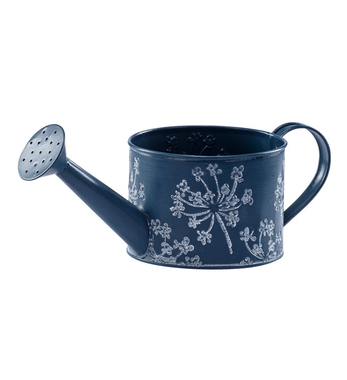 5" Blue White Flower Watering Can