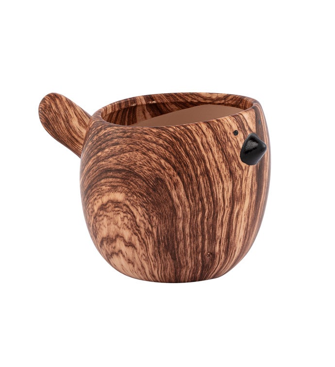Medium Wood Grain Bird Planter