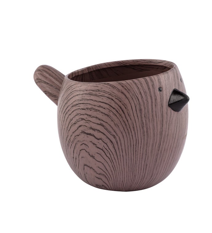 Large Wood Grain Bird Planter