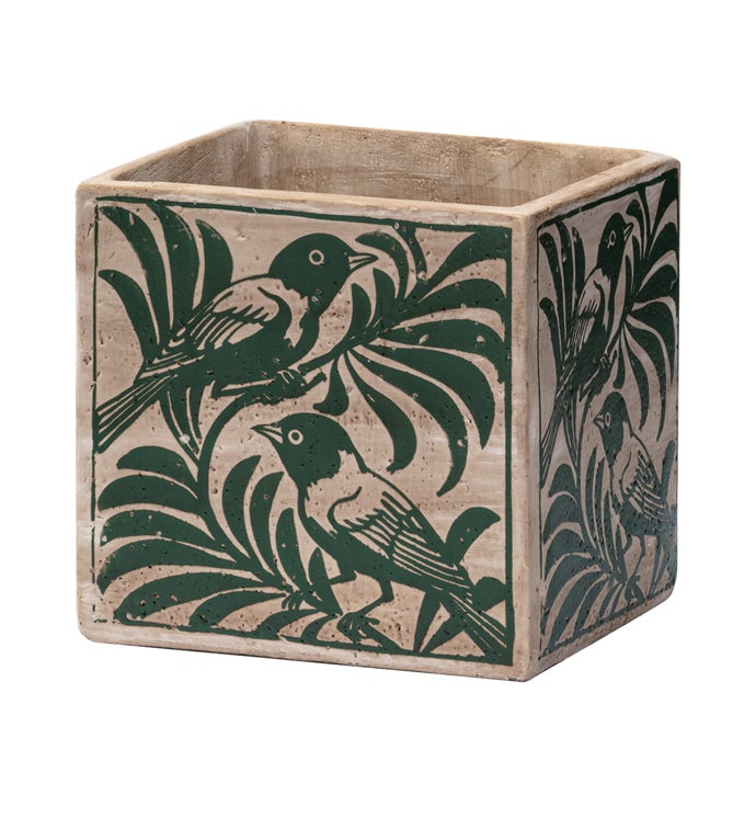 Birds on Branch Square Planter