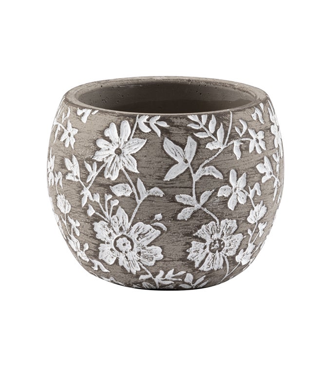 Brown White Wild Flowers Planter