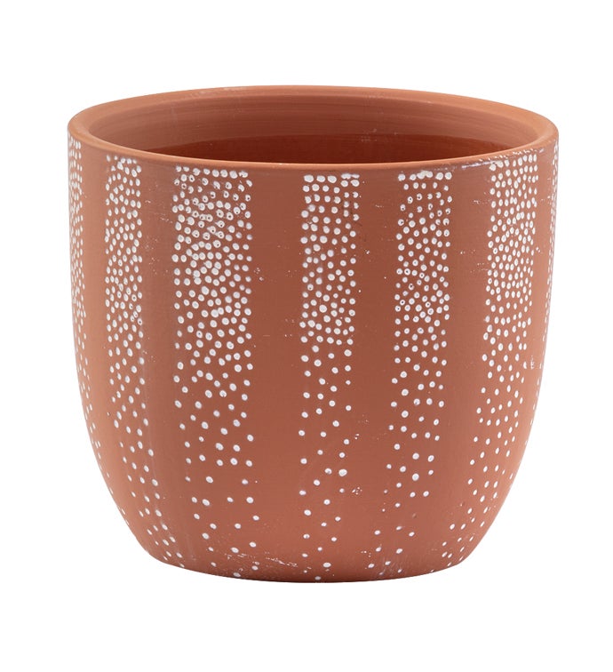 Rust Textured Stripe Planter