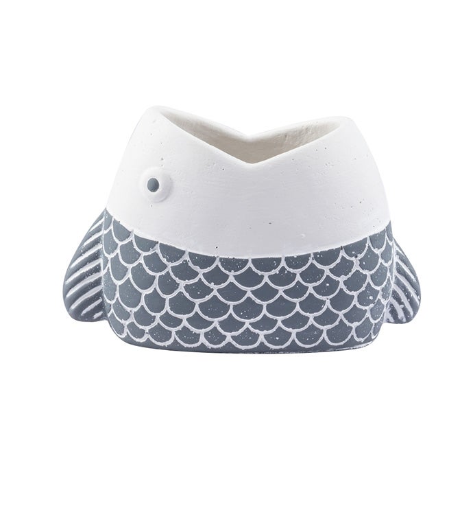 Gray/White Fish Planter