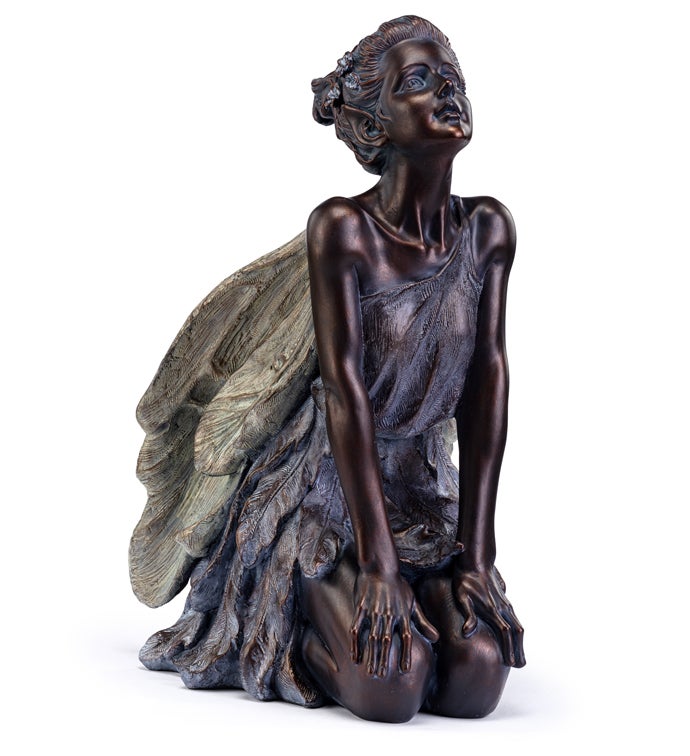Bronze Looking Up Kneeling Fairy