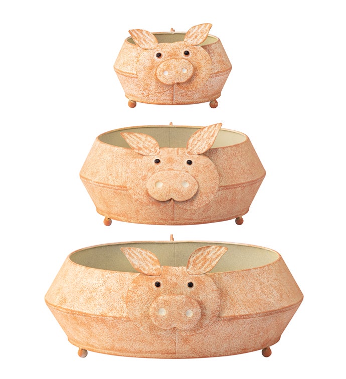 Coral Pig Planter, Set of 3