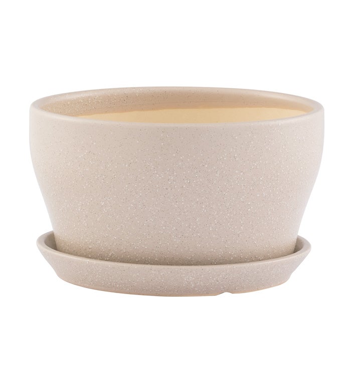 Light Brown Planter with Saucer