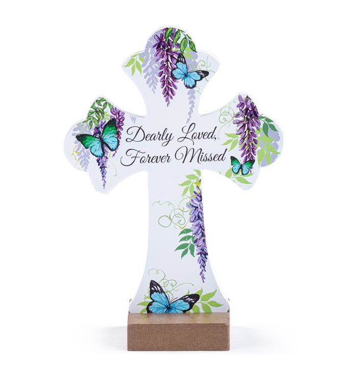 'Dearly Loved  Forever Missed" Cross Pick