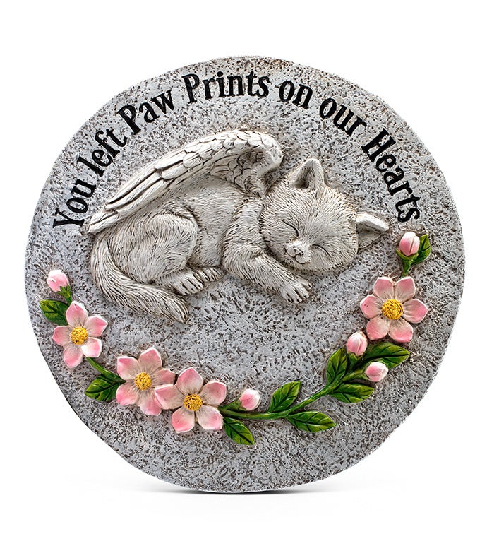 Resting Angel Cat Garden Stone