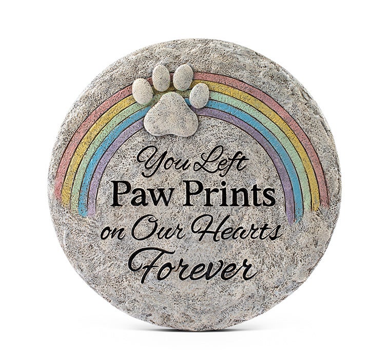 Rainbow Paw Print Garden Stone