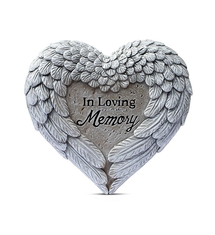 In Loving Memory Angel Wings Heart Stepping Stone