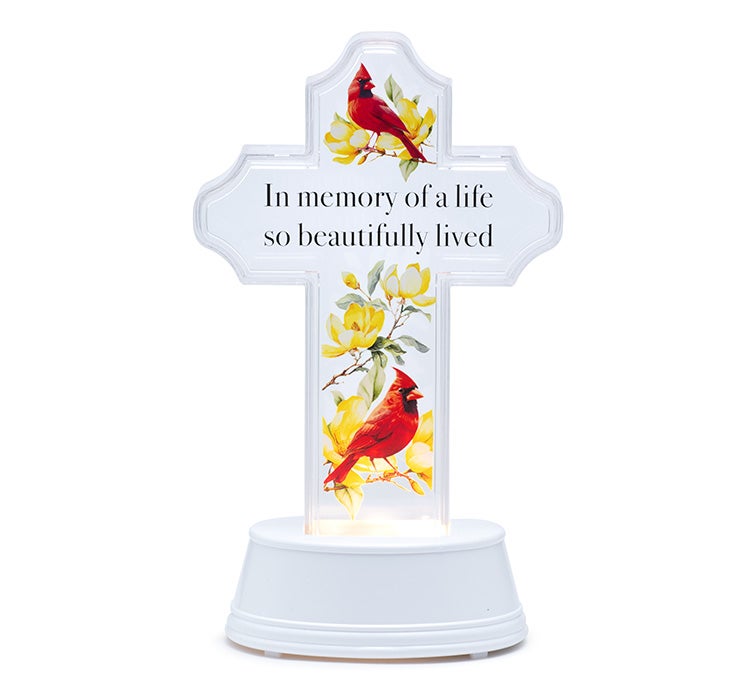 In Memory of a Life LED Memorial Cross