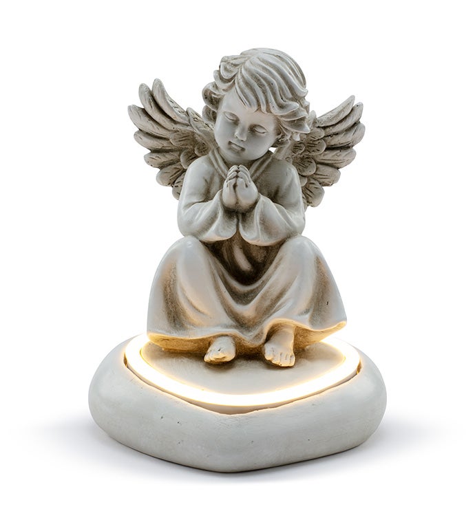 LED Heart Lighted Cherub Memorial Angel