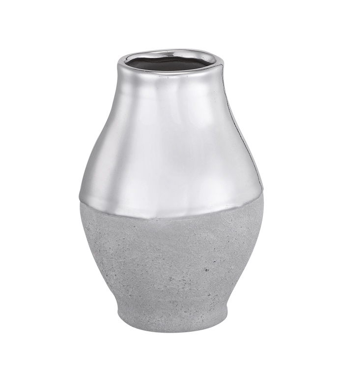 Electroplated Silver/Stone Bud Vase