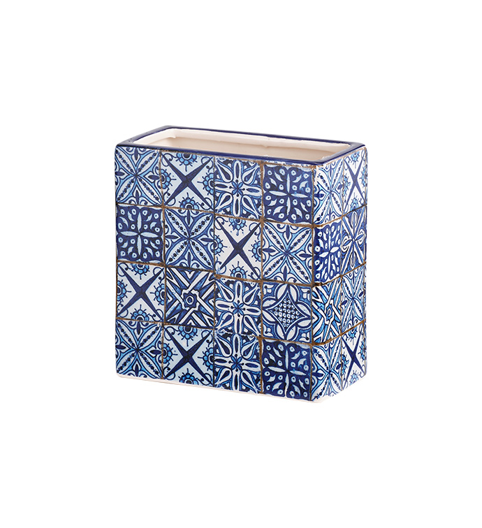 Blue Tile Rectangle Vase