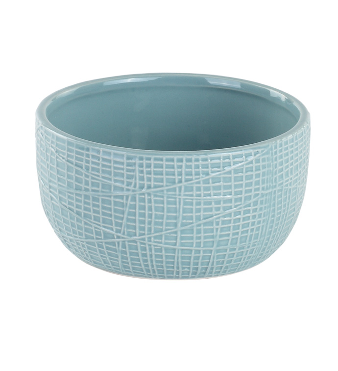 6" Blue Woven Texture Dish Garden