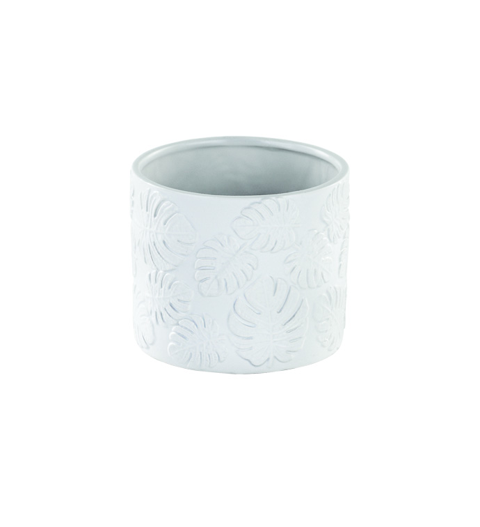 4.5" White Philo Embossed Planter