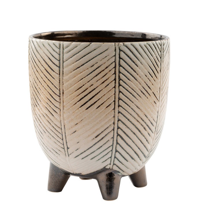 Large Striped Footed Planter       