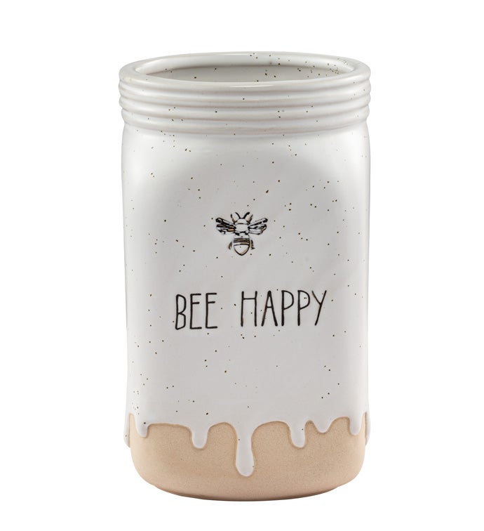 Bee Happy Mason Jar Planter