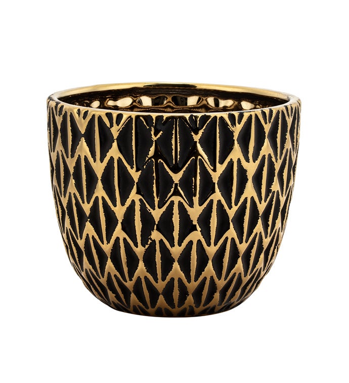 Large Gold/Black Zig Zag Planter