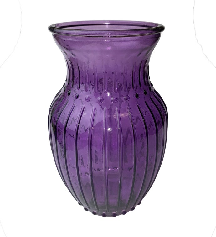 8" Purple Striped Rose Vase