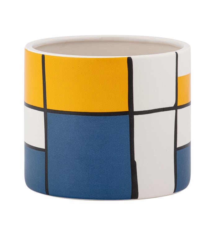 Blue/Yellow/White Geometric Planter