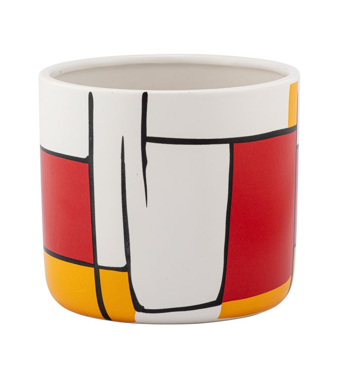 Red/Yellow/White Geometric Planter