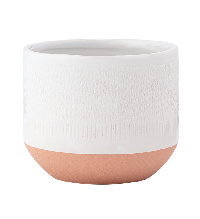 White/Brown Textured Planter