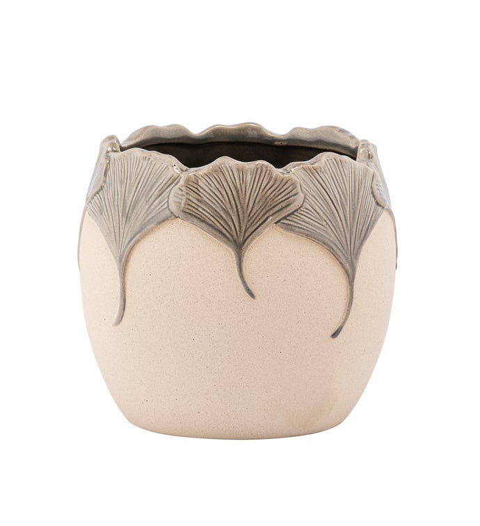 Gray Ginkgo Leaves Planter
