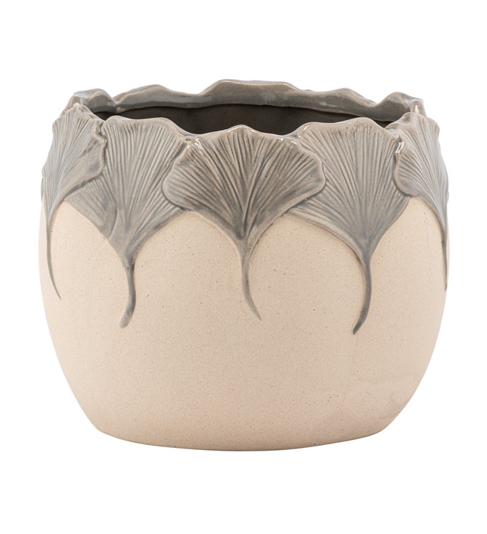 Gray Ginkgo Leaves Planter