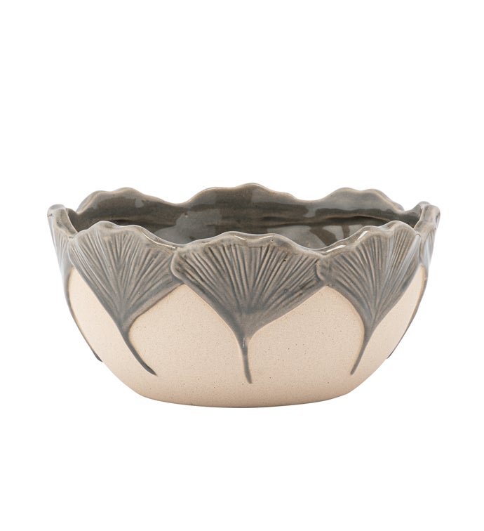 Gray Ginkgo Leave Bowl