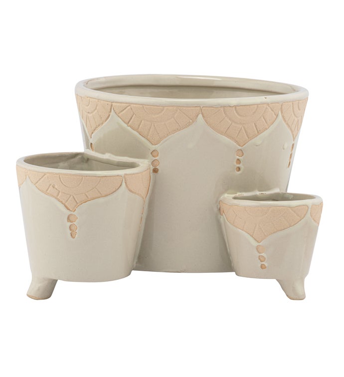 Beige 3-Attached Pots