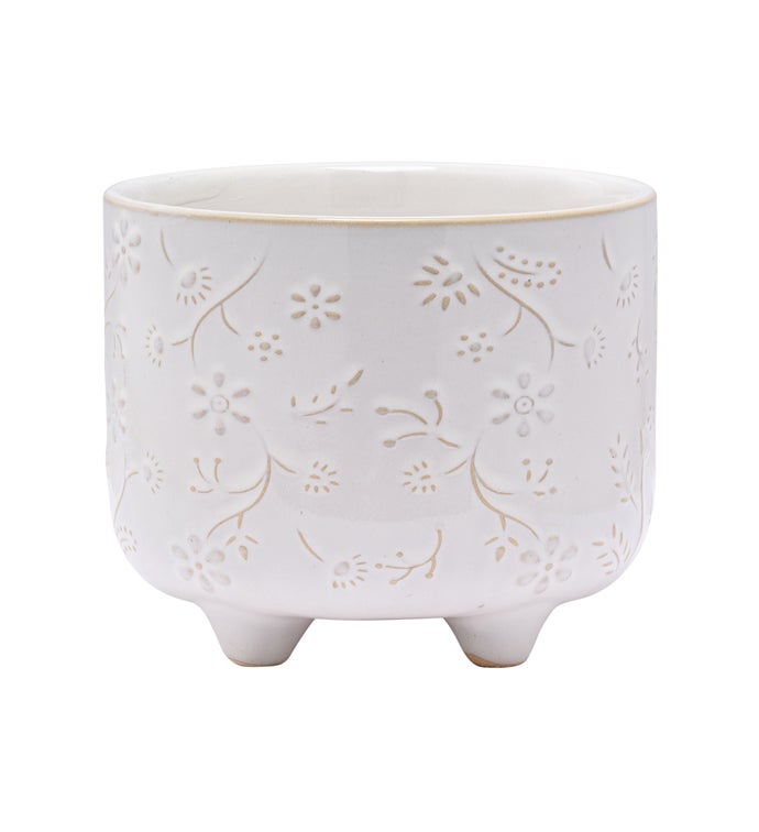 White Flower Planter