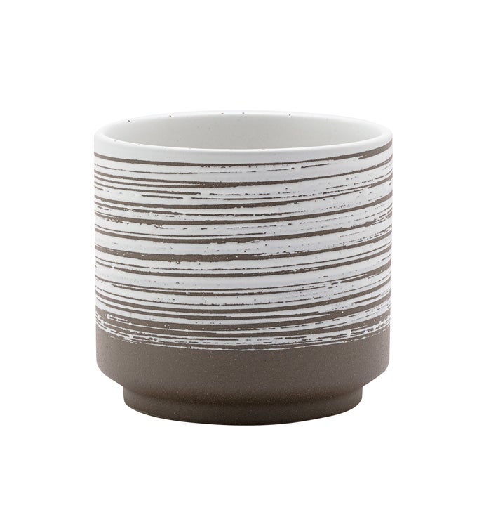 Small Brown/White Stripe Planter