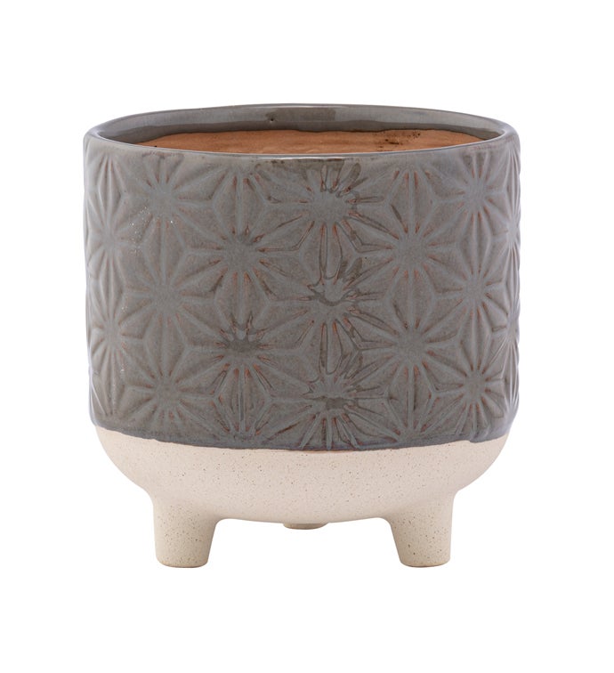 Large Embossed Star Footed Planter
