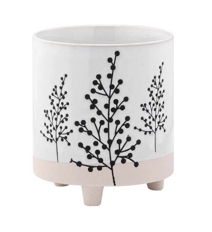 Berry Spray White Footed Planter