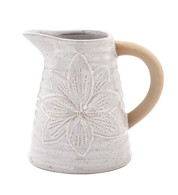 White Flower Pitcher