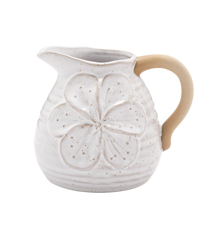 White Round Flower Pitcher
