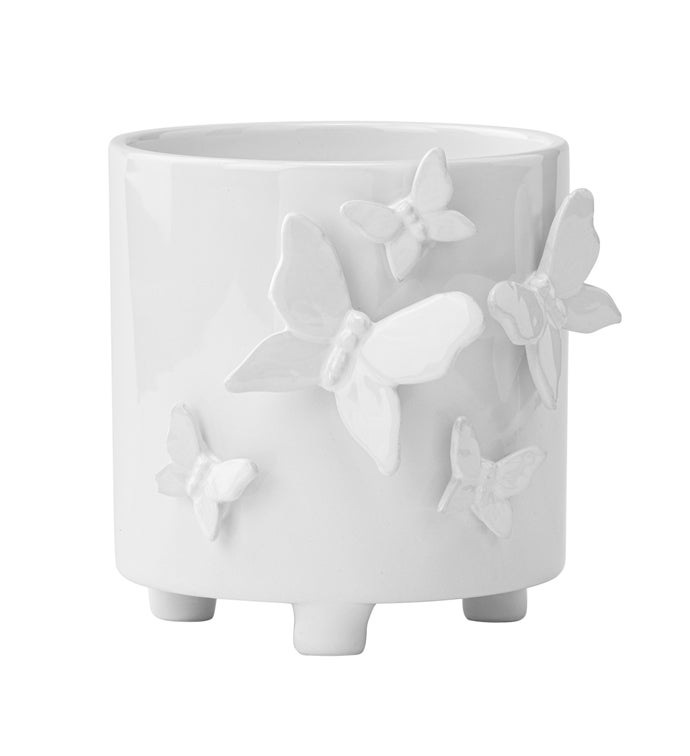White Butterfly Planter