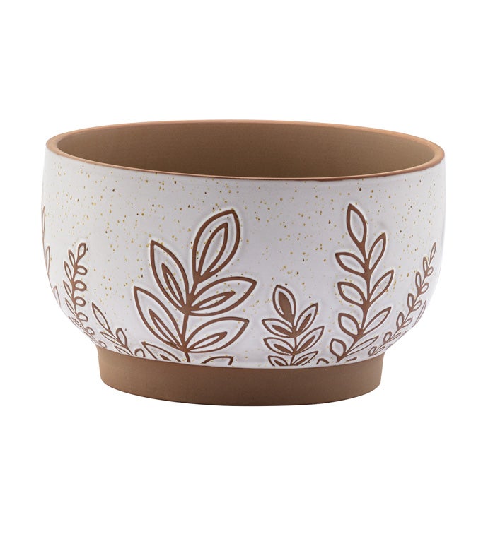 White/Brown Fern Bowl