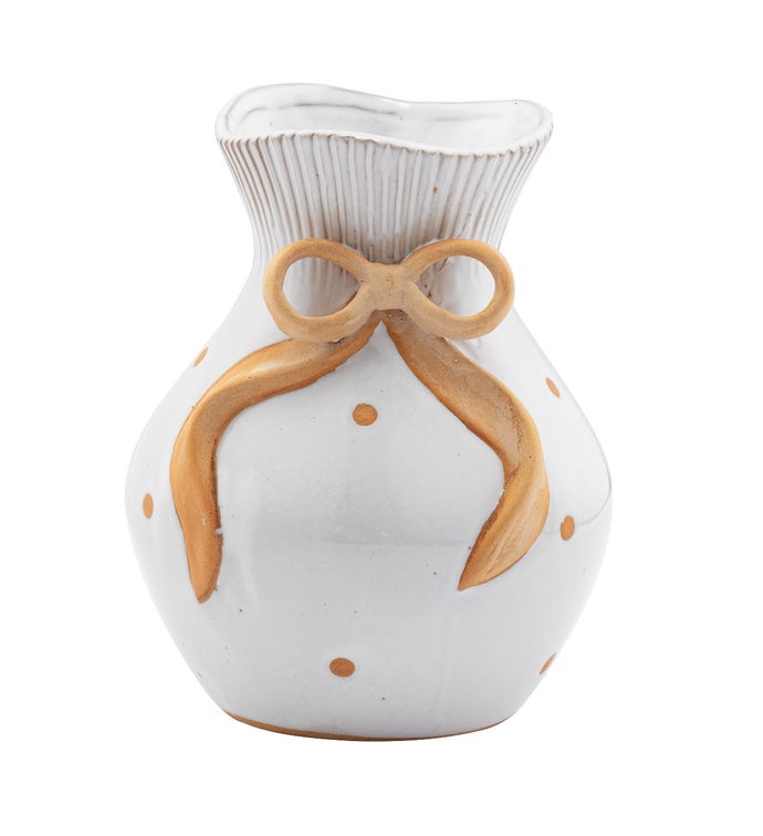 Brown Bow White Vase