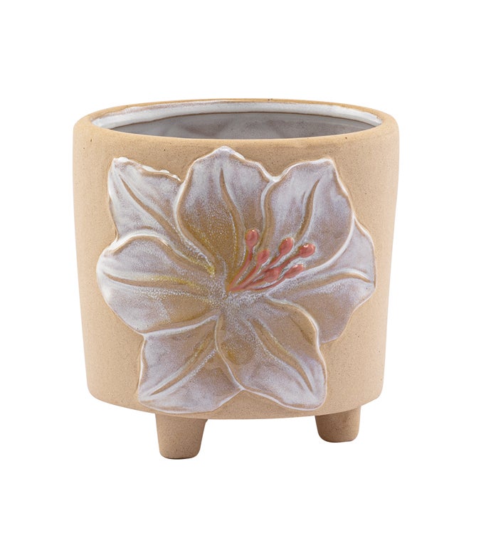 Yellow/White Hibiscus Planter