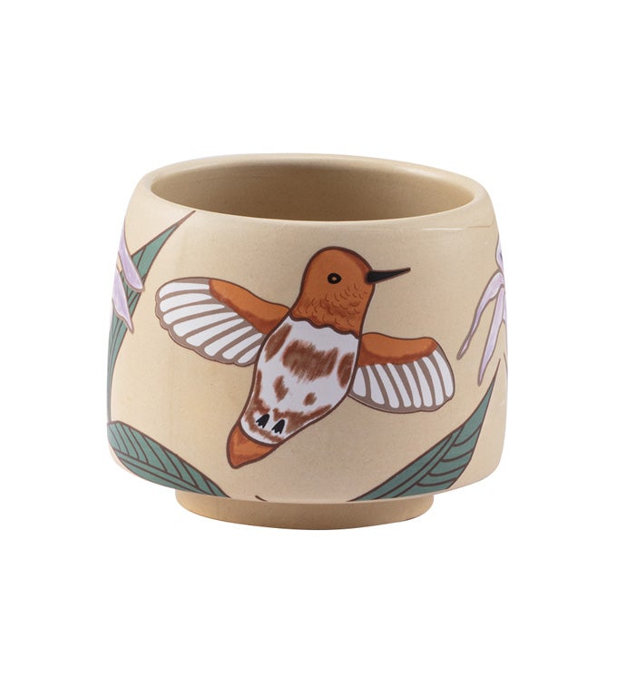 Brown/White Hummingbird Planter