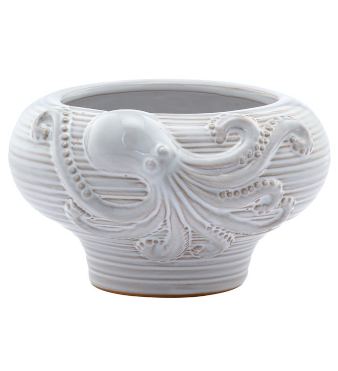 White Octopus Pedestal Bowl